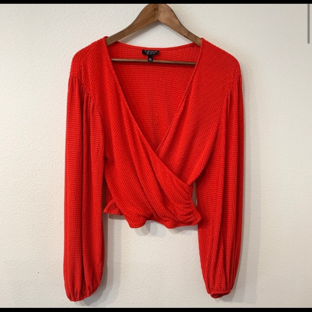 Topshop Waffle Twist Front Top
